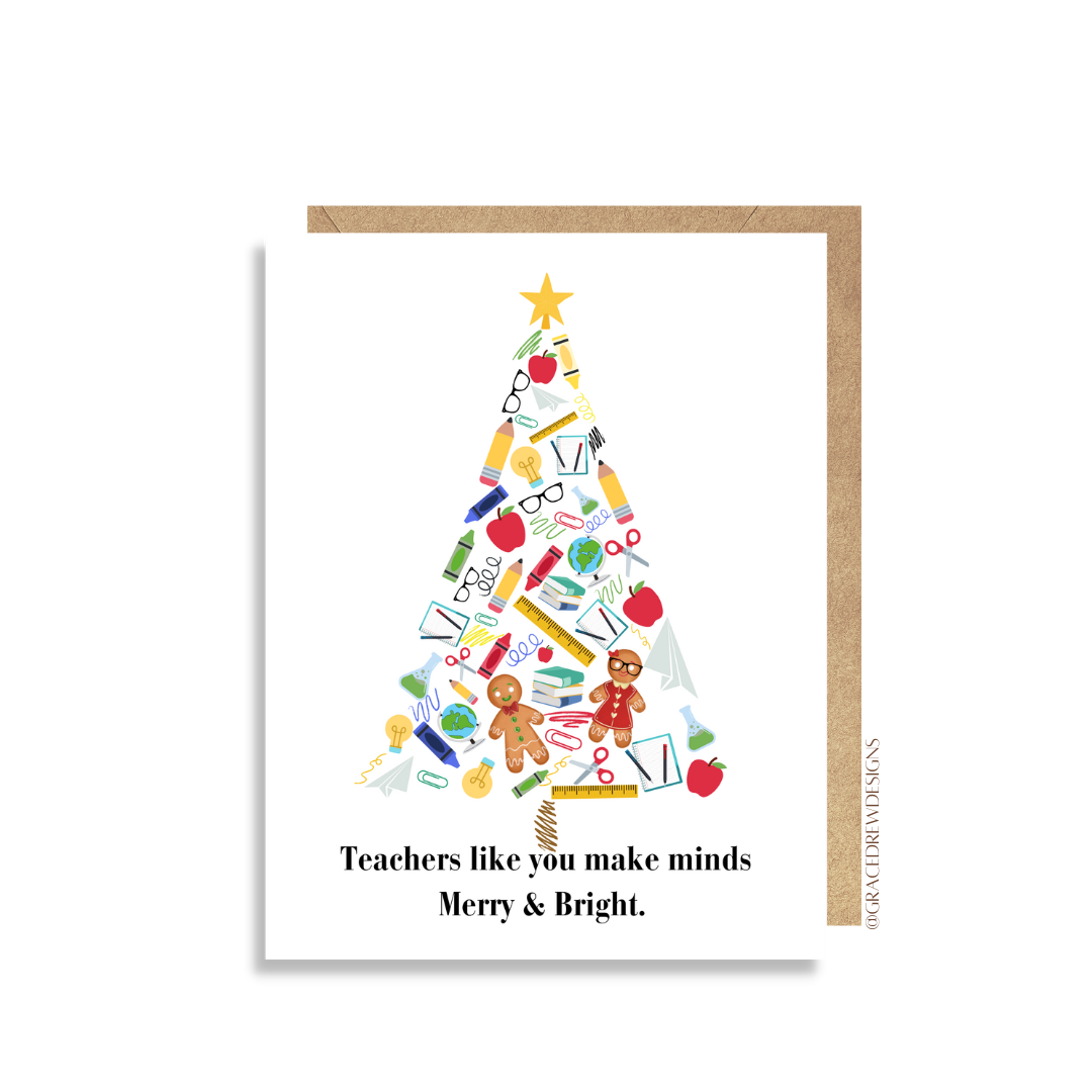 Merry & Bright Greeting Card for Teachers